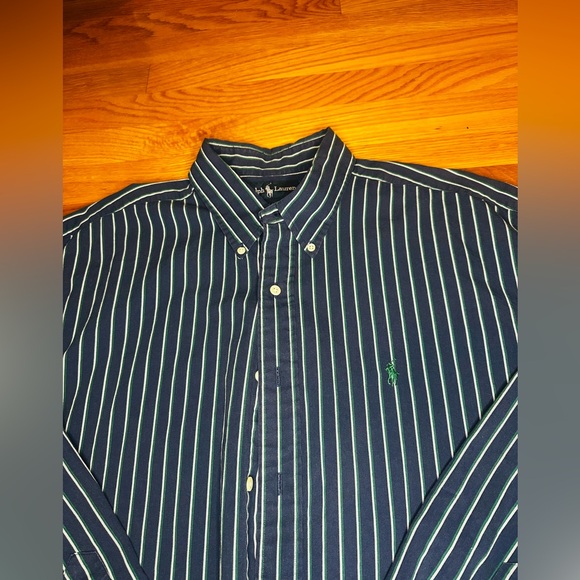 Ralph Lauren Blaire Striped Button Down Shirt Men’s XL Blue Green Cotton - Picture 2 of 11